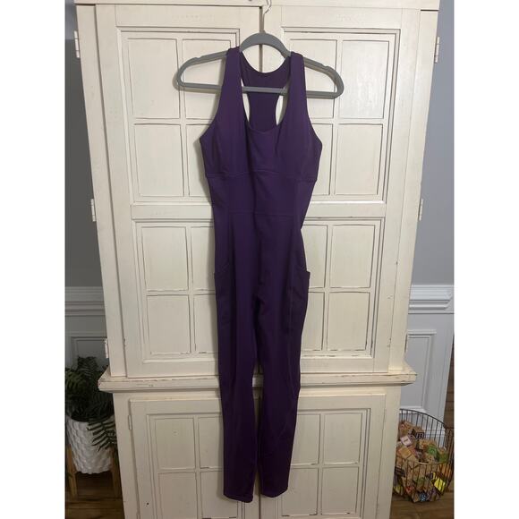 NWT Fabletics Motion365 size large dark purple racerback jumpsuit - Picture 2 of 5